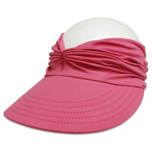 Muryobao Womens Sun Visor Hat Wide Brim Summer UPF 50+ UV Protection Beach Sport Cap Rose Red