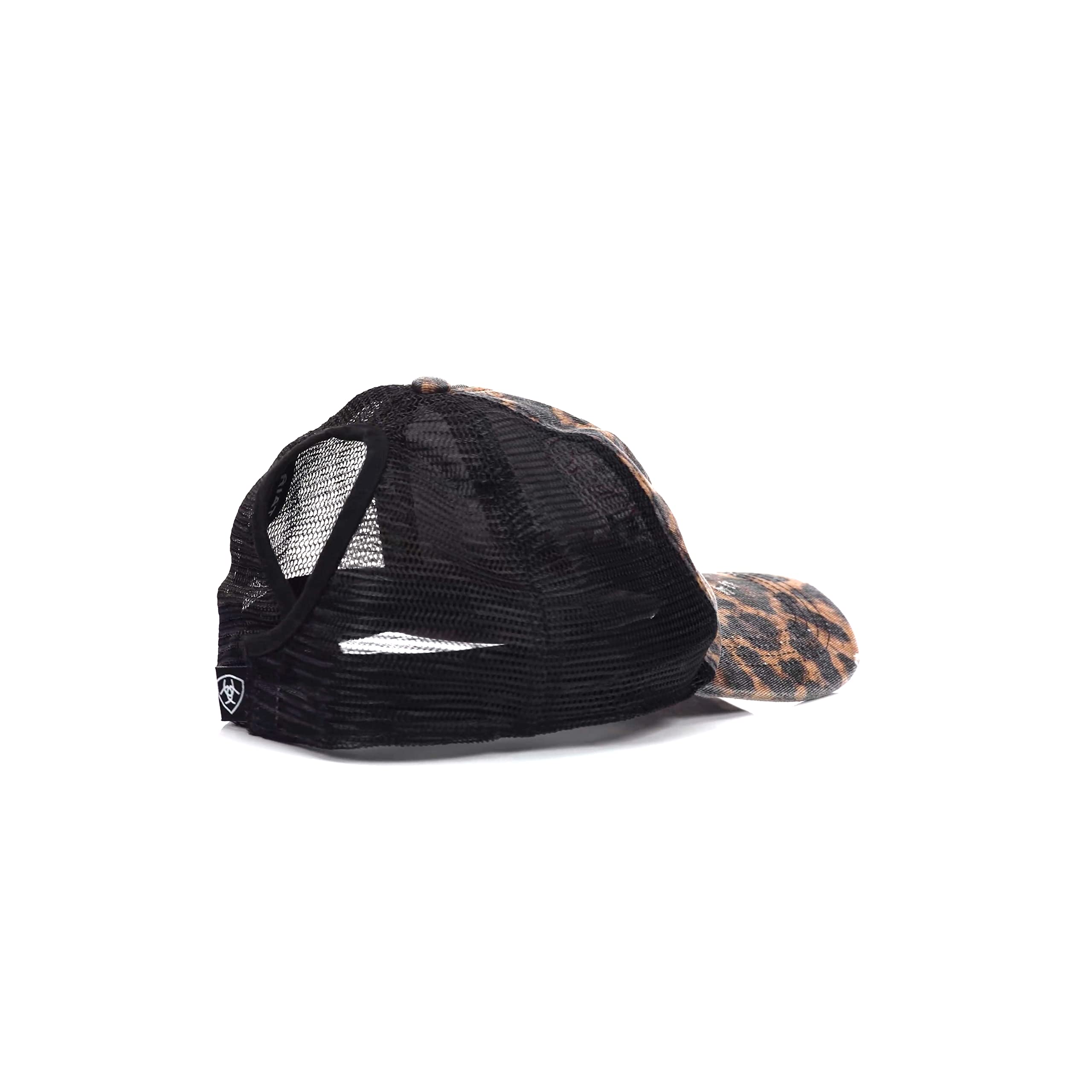 ARIAT Women's Black Leopard Ponytail Cap with Hook and Loop Closure