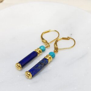 Egyptian Lapis and Turquoise Earrings