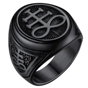 faithheart gothic jewlery leviathan cross rings stainless steel women satan satainism signet ring for cool male size 9