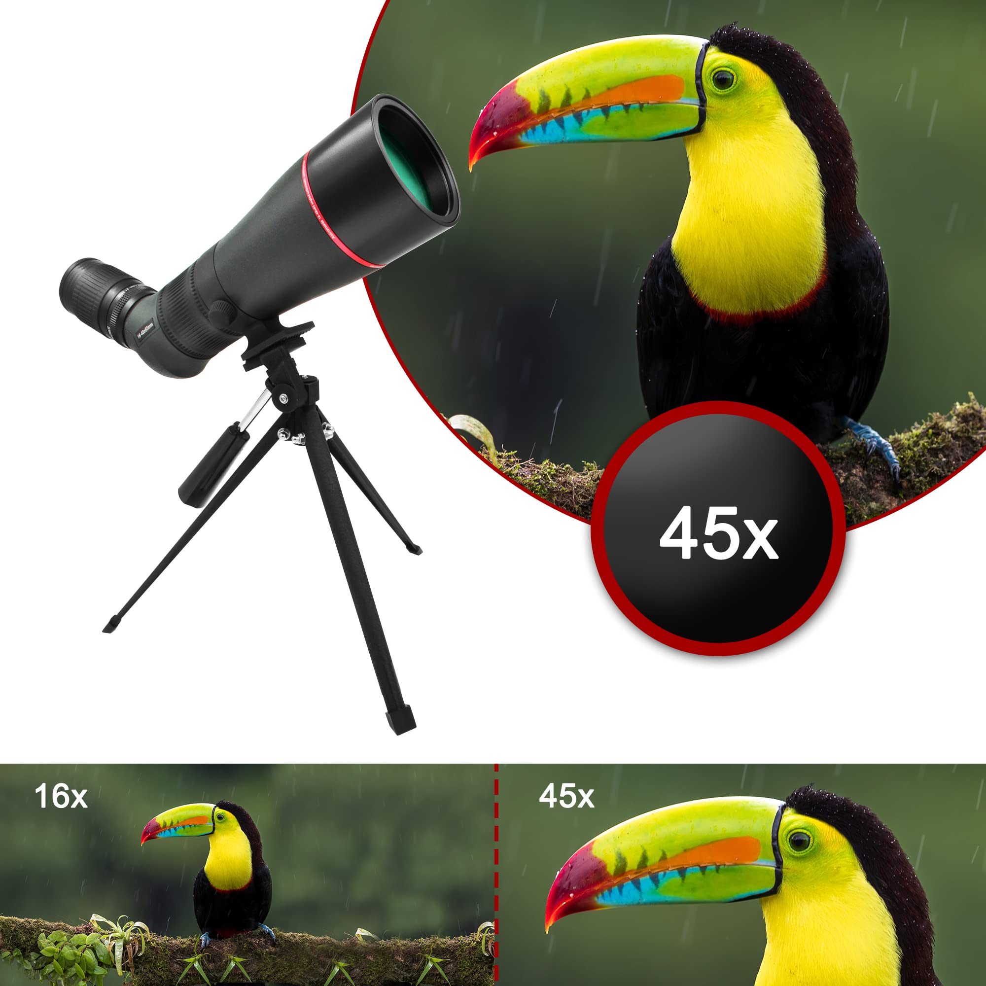 Astromania 16-48x65AE 45 Degree Angled Spotting Scope with Tripod, Carry Bag, Scope for Camping Bird Watching Wildlife Scenery