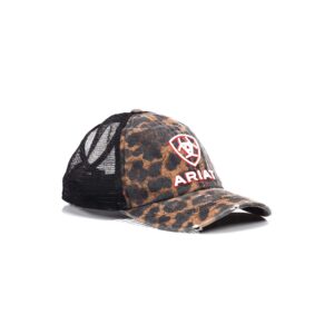 ARIAT Women's Black Leopard Ponytail Cap with Hook and Loop Closure