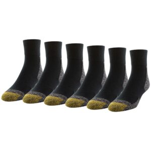 GOLDTOE Men's Rebound Cushion Ankle Socks, 6-Pairs, Black, Shoe Size: 6-12.5