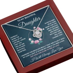 Mother Daughter Necklace Gift From Mom and Dad Not Even Time Jewelry with Message Card and Gift Box. Gift for Daughter Jewelry Pendant Father Daughter (LED Box, Squeezed Knot)