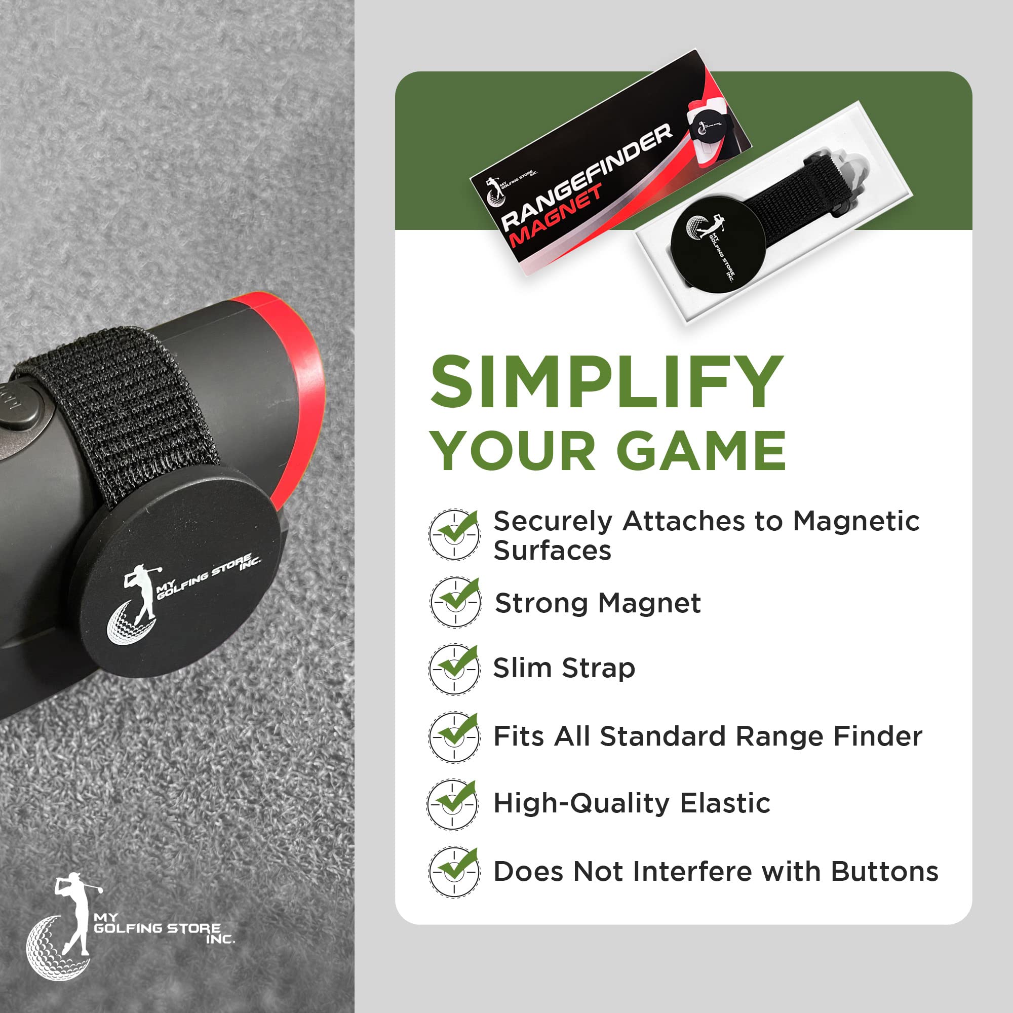 My Golfing Store Magnet for Eagle Eye Golf Rangefinder - Magnetic Holder with Adjustable Straps - Easy to Use, Stylish and Durable - Golf Range Finders and Accessories for Men and Women