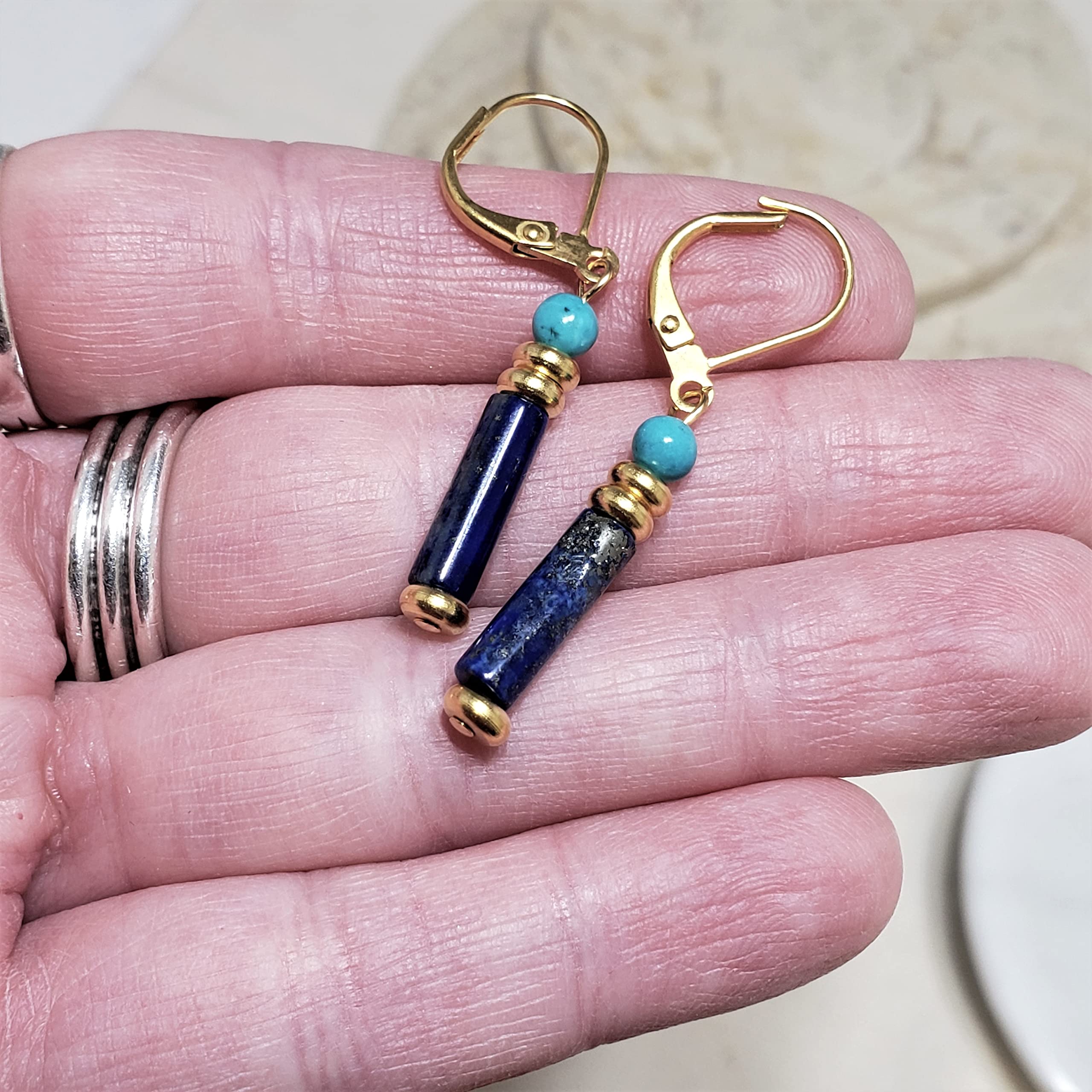 Egyptian Lapis and Turquoise Earrings