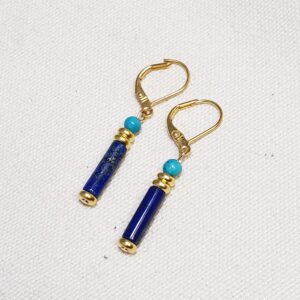 Egyptian Lapis and Turquoise Earrings