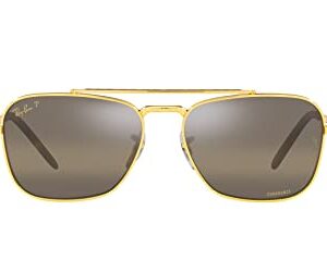 Ray-Ban RB3636 New Caravan Square Sunglasses, Legend Gold/Polarized Clear Gradient Dark Brown, 58 mm