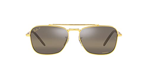 Ray-Ban RB3636 New Caravan Square Sunglasses, Legend Gold/Polarized Clear Gradient Dark Brown, 58 mm