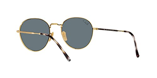 Ray-Ban RB3582 David Round Sunglasses, Gold/Dark Blue Polarized, 53 mm