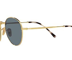 Ray-Ban RB3582 David Round Sunglasses, Gold/Dark Blue Polarized, 53 mm