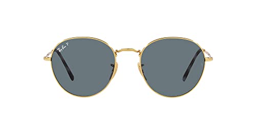 Ray-Ban RB3582 David Round Sunglasses, Gold/Dark Blue Polarized, 53 mm