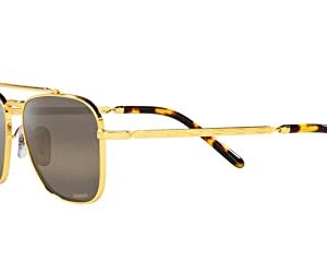 Ray-Ban RB3636 New Caravan Square Sunglasses, Legend Gold/Polarized Clear Gradient Dark Brown, 58 mm