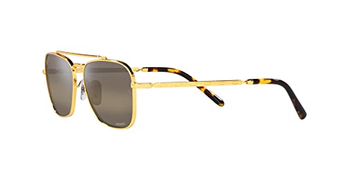 Ray-Ban RB3636 New Caravan Square Sunglasses, Legend Gold/Polarized Clear Gradient Dark Brown, 58 mm