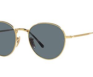 Ray-Ban RB3582 David Round Sunglasses, Gold/Dark Blue Polarized, 53 mm