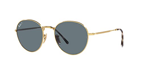 Ray-Ban RB3582 David Round Sunglasses, Gold/Dark Blue Polarized, 53 mm