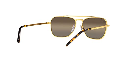 Ray-Ban RB3636 New Caravan Square Sunglasses, Legend Gold/Polarized Clear Gradient Dark Brown, 58 mm