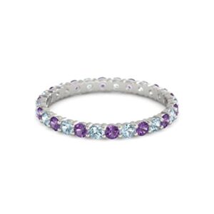 carillon amethyst aquamarine round 2.50 mm eternity 925 sterling silver women stacking ring (sterling silver, 8.5)