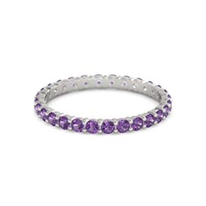 Carillon Amethyst Round 2.50 MM Eternity 925 Sterling Silver Women Stacking Ring Jewelry (Sterling Silver, 8)