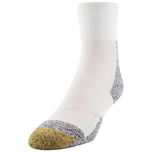 GOLDTOE Men's Rebound Cushion Ankle Socks, 6-Pairs, White, Shoe Size: 6-12.5