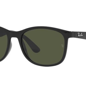 Ray-Ban RB4374F Low Bridge Fit Square Sunglasses, Black/Green, 58 mm