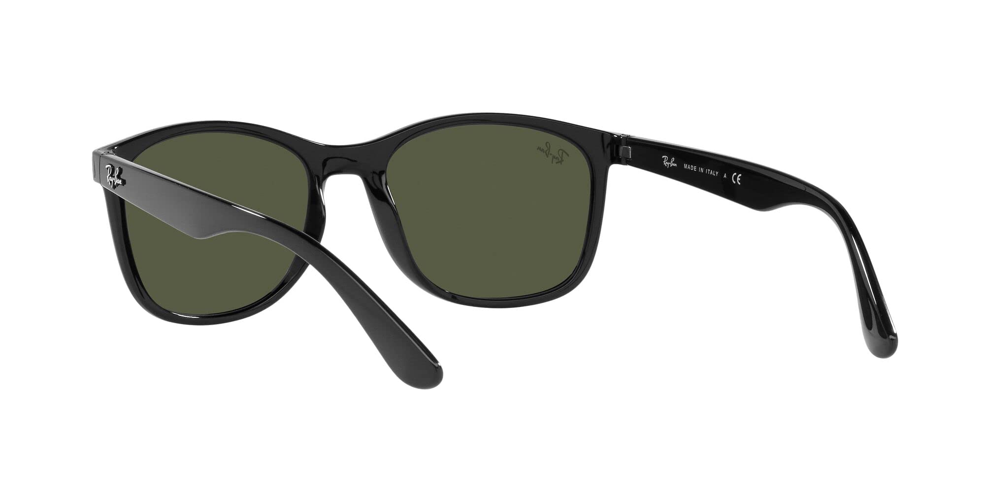 Ray-Ban RB4374F Low Bridge Fit Square Sunglasses, Black/Green, 58 mm