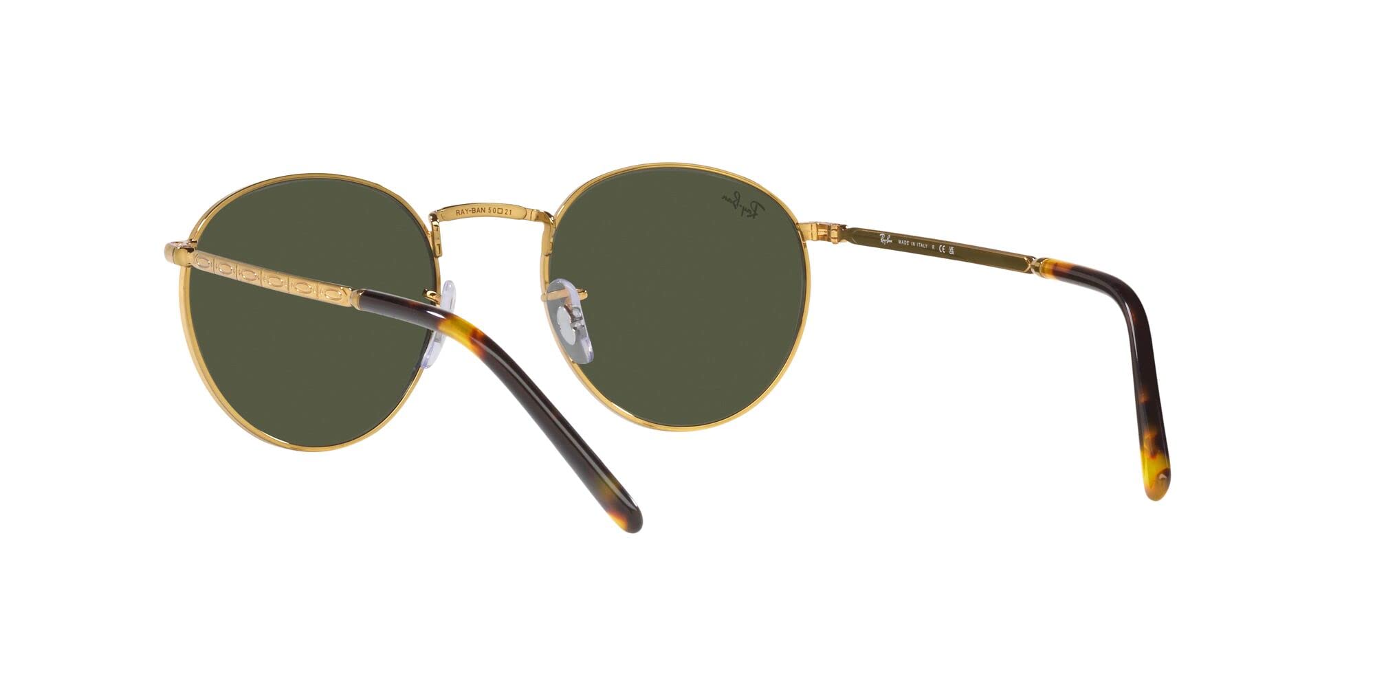 Ray-Ban RB3637 New Round Sunglasses, Legend Gold/Green, 50 mm