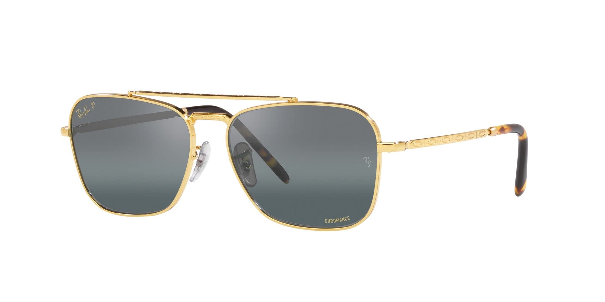 Ray-Ban RB3636 New Caravan Square Sunglasses, Legend Gold/Polarized Clear Gradient Dark Blue, 58 mm