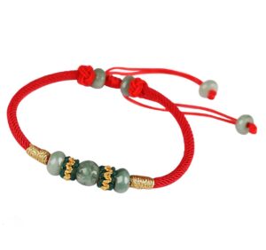 xgimas beads bracelet for women men, adjustable hand-woven cord lucky jade beaded friendship protection red string bracelets for friends gifts