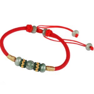 Xgimas Beads Bracelet for Women Men, Adjustable Hand-Woven Cord Lucky Jade Beaded Friendship Protection Red String Bracelets for Friends Gifts