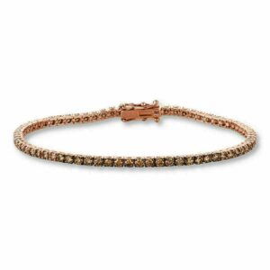 5.00 ct round cut chocolate diamond tennis bracelet 14k rose gold over all size available brown