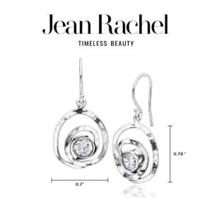 925 Sterling Silver Dangle Drop Earrings Free Form With 2 White Round Cubic Zirconia, Antique finish, Hypoallergenic, Nickel and Lead-free, French Wire Earring Back