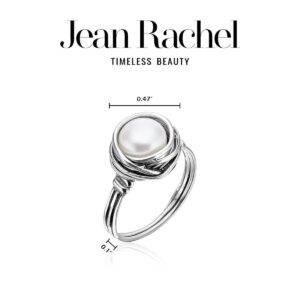 JEAN RACHEL JEWELRY 925 Sterling Silver Ring With a Fresh Water Pearl, Hypoallergenic, Nickel and Lead-free, Artisan Handcrafted Designer Collection, Made in Israel