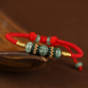 Xgimas Beads Bracelet for Women Men, Adjustable Hand-Woven Cord Lucky Jade Beaded Friendship Protection Red String Bracelets for Friends Gifts