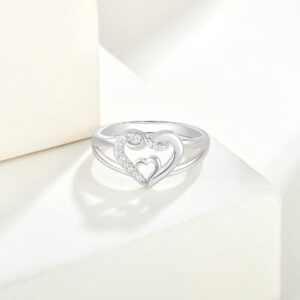 STARCHENIE Silver Promise Ring Sterling Silver Double Heart Ring Jewelry for Women