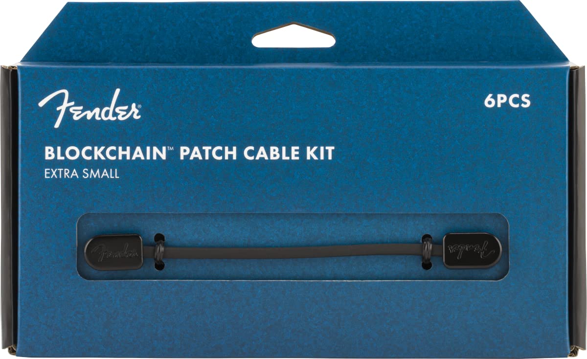 Fender Blockchain Patch Cable Kit, Angle/Angle, Black, Extra Small, 6 Pieces