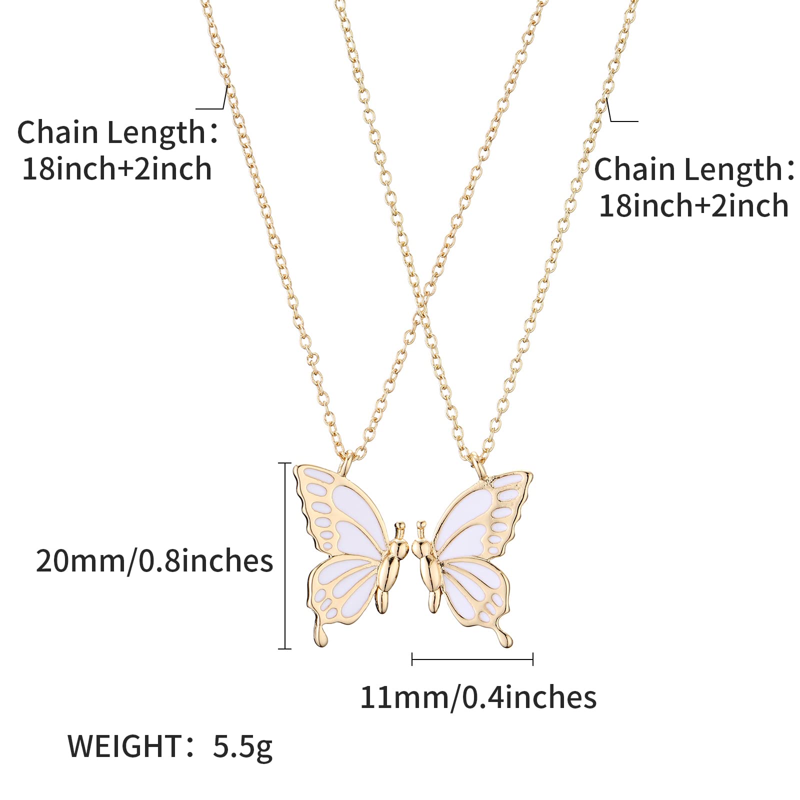 RS Mother Daughter Mom Necklaces Set for 2 Butterfly Matching Necklace Women Mother's Day Christmas Valentines Pendant Chain Gold Jewelry Gifts