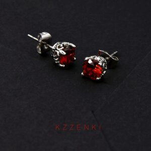 2 Pcs Black and Red Earrings Set Cubic Zirconia Stud Earrings