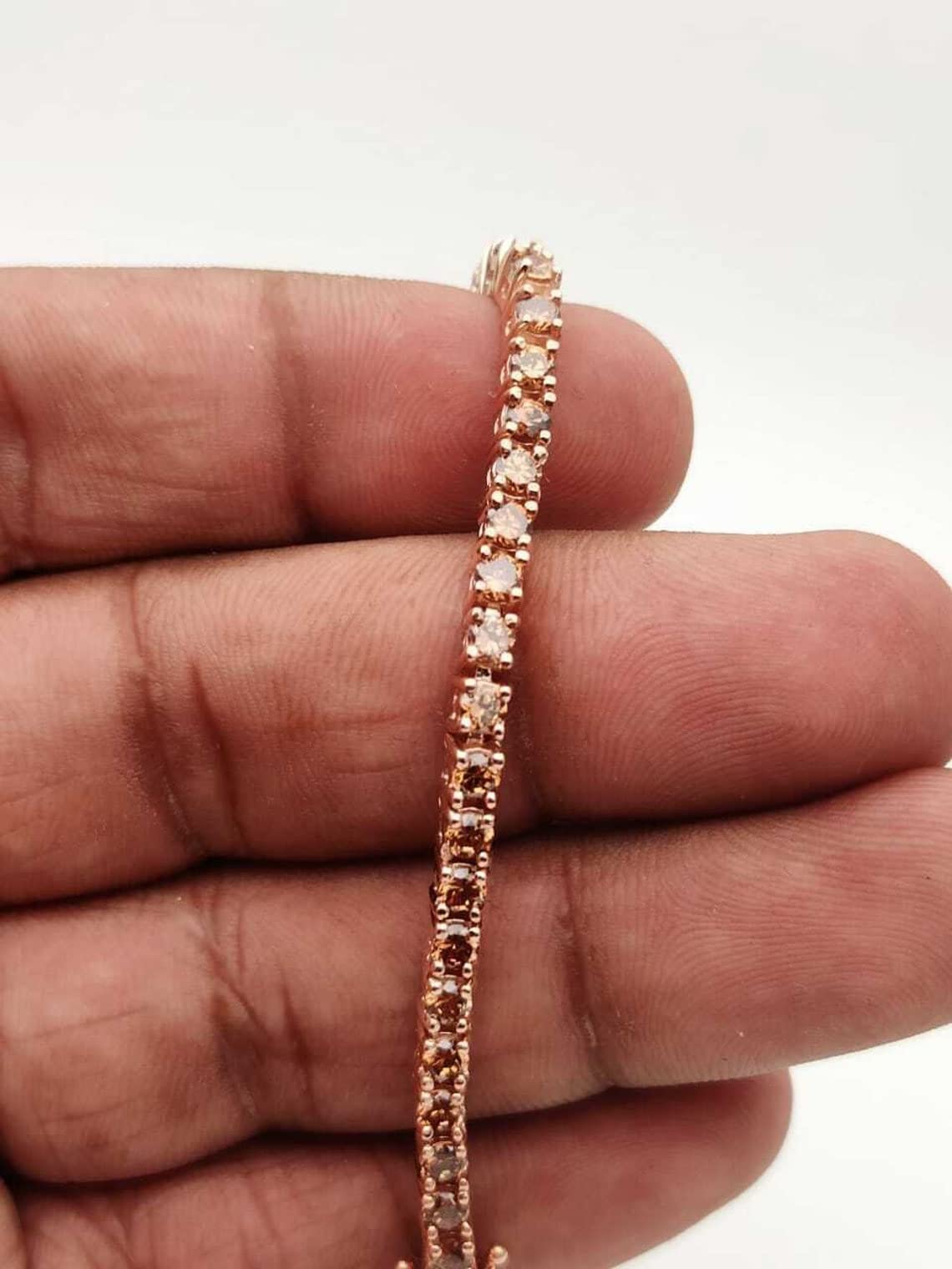 5.00 Ct Round Cut Chocolate Diamond Tennis Bracelet 14k Rose Gold Over All Size Available Brown