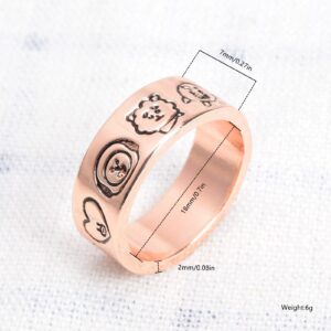 Mshion Ring Set, Rings for Women Men, Cool Rings with Stainless Steel Chain Holiday Gifts(Rose Gold)