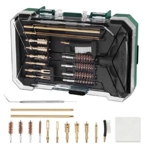 flissa universal handgun cleaning kit, 16 piece gun cleaning kit with cleaning rod, bore brushes, gun cleaning jags and cleaning patches, for pistol and handguns, portable case included