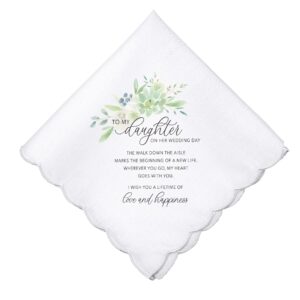 lillian rose daughter wedding keepsake hankie, one size, white