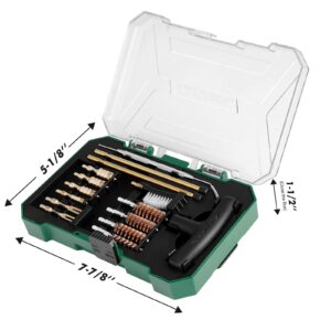 FLISSA Universal Handgun Cleaning Kit, 16 Piece Gun Cleaning Kit with Cleaning Rod, Bore Brushes, Gun Cleaning Jags and Cleaning Patches, for Pistol and Handguns, Portable Case Included