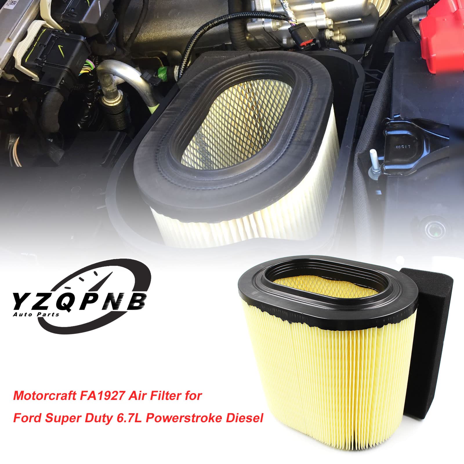 YZQPNB Air Filter Element Assembly FA1927 Compatible with 2017 2018 2019 Ford F250 F350 F450 F550 Super Duty 6.7L V8 Powerstroke Diesel Engine Replace HC3Z-9601-A PA8219