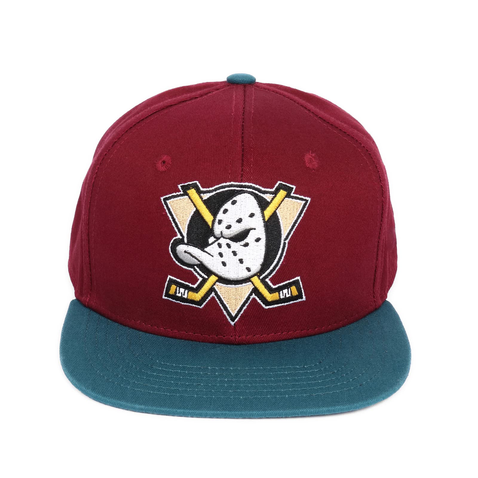 Mighty Ducks #96 Conway Different Logo Classic Duck hat Men's Flat Cap Hip Hop Red（Cyan） Size (S-XL)