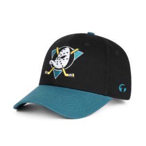 mighty ducks #96 conway different logo duck hat classic men's adjustable baseball cap blue size (s-xl)