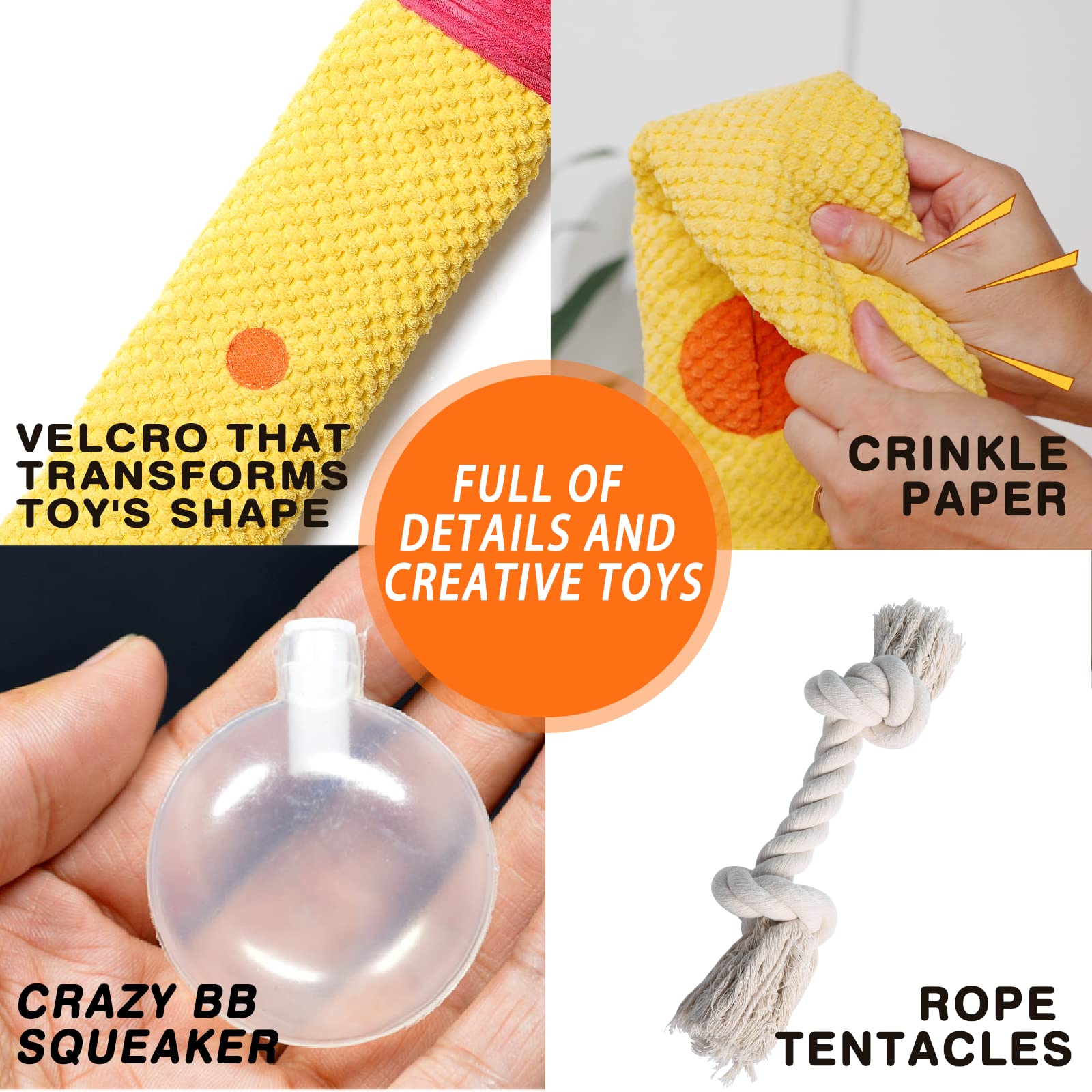 Dog Enrichment Toys - Dog Squeaky Puzzle Crinkle Rope Chew Plush Snuffle Toys Durable Stuffed Treat Dispensing Toys for Boredom Dogs,Dog Toys for Medium Small Large Dog Puppy,Snail Snake 2-in-1