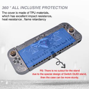 DLseego Zelda Switch OLED Protective Case Silicone Soft Cover Shockproof Skin Joy Con Shell with 4PC Zelda Eye Thumb Grips Caps