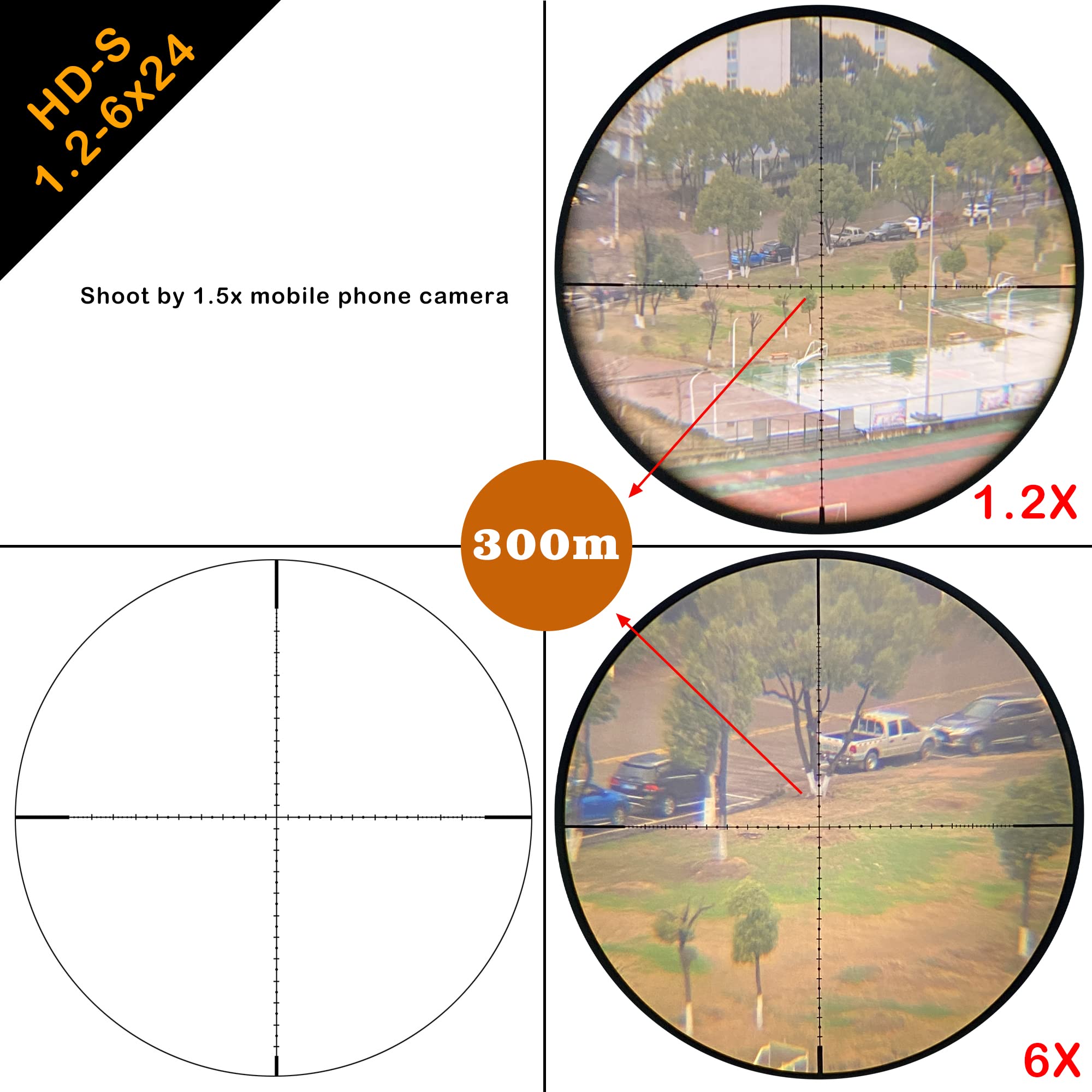 WestHunter Optics HD-S 1.2-6x24 Compact Riflescope, 30mm Tube Mil-Dot Reticle Second Focal Plane Turret Reset Lock Tactical Shooting Scope | Picatinny Shooting Kit B