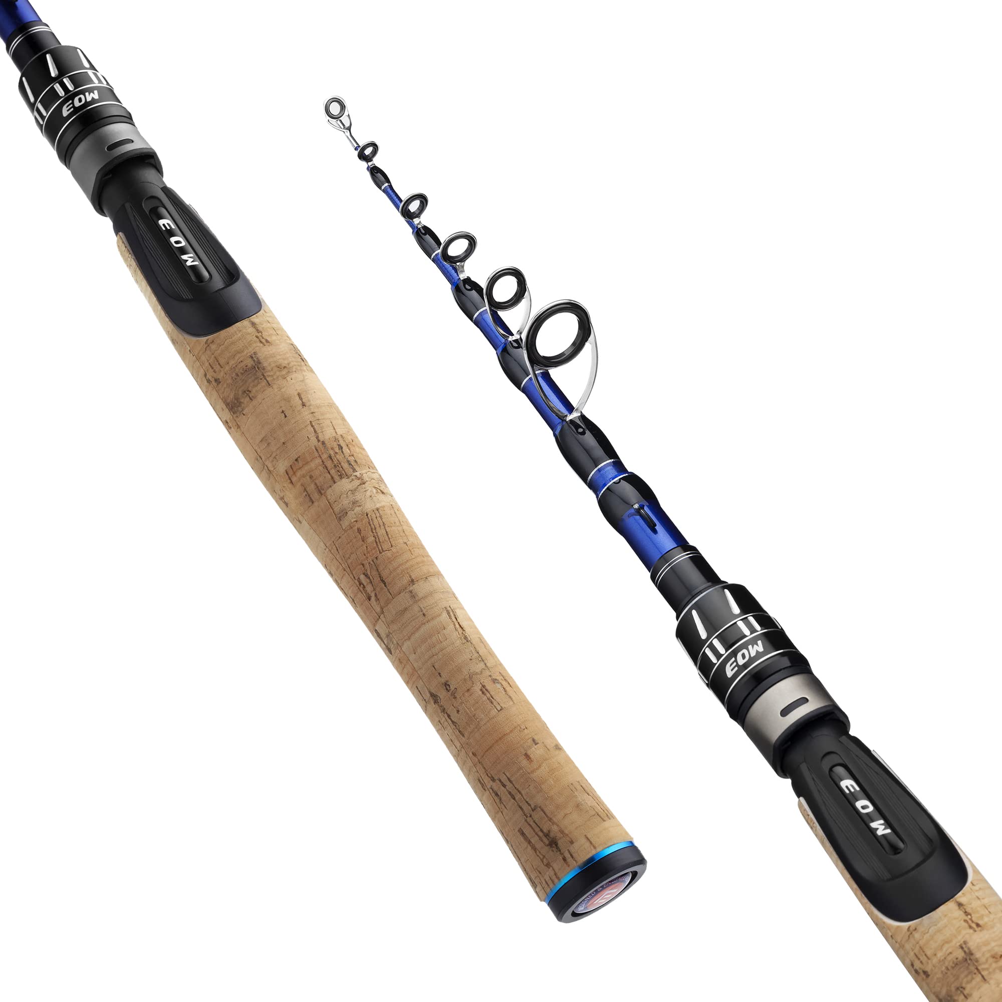 EOW XPEDITE PRO Portable Telescopic Casting and Spinning Fishing Rods, 24T Carbon Blanks & Solid Carbon Tip, Cork Handle, Travel Rod, Short Collapsible Rods